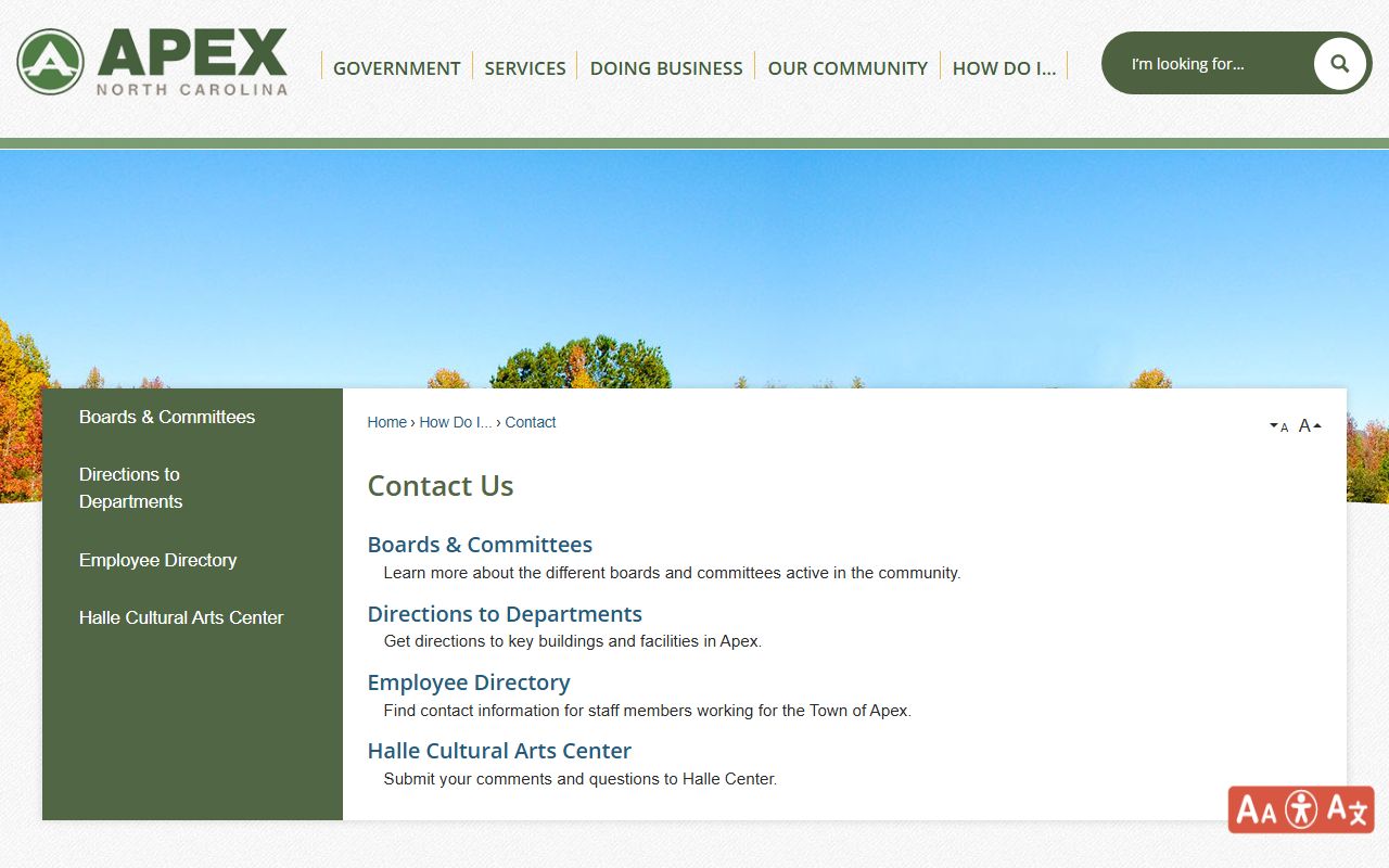 Apex phone directory Town Hall contact information