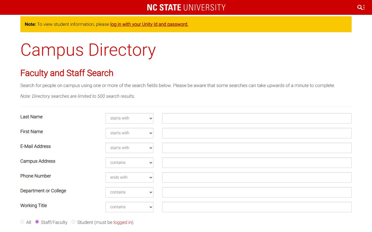 Apex phone numbers NC State faculty staff directory