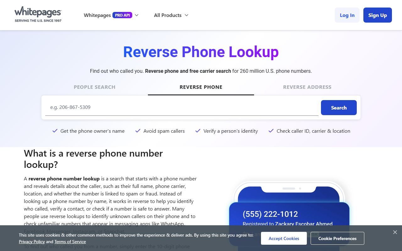 Apex phone numbers Whitepages reverse lookup tool